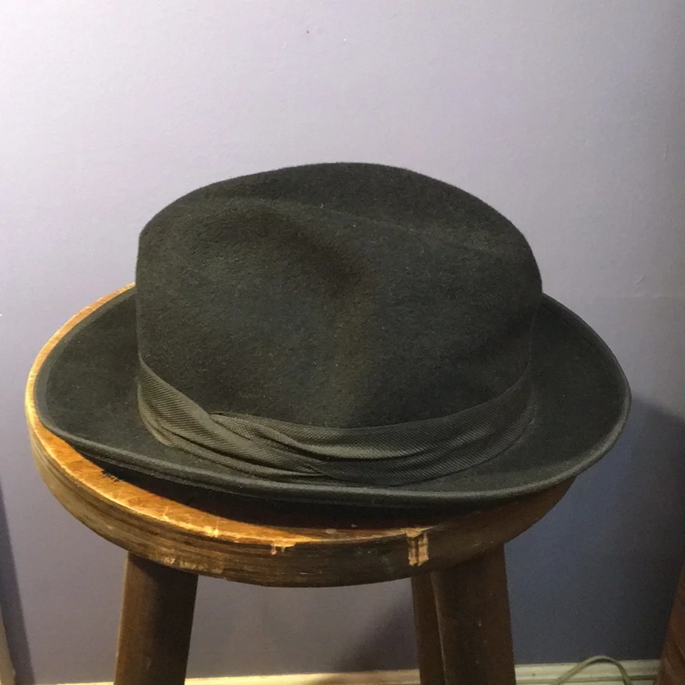 Vintage Pepo Sapka hat factorie Istanbul black felt Homburg 2” wide brim cap - Picture 6 of 12